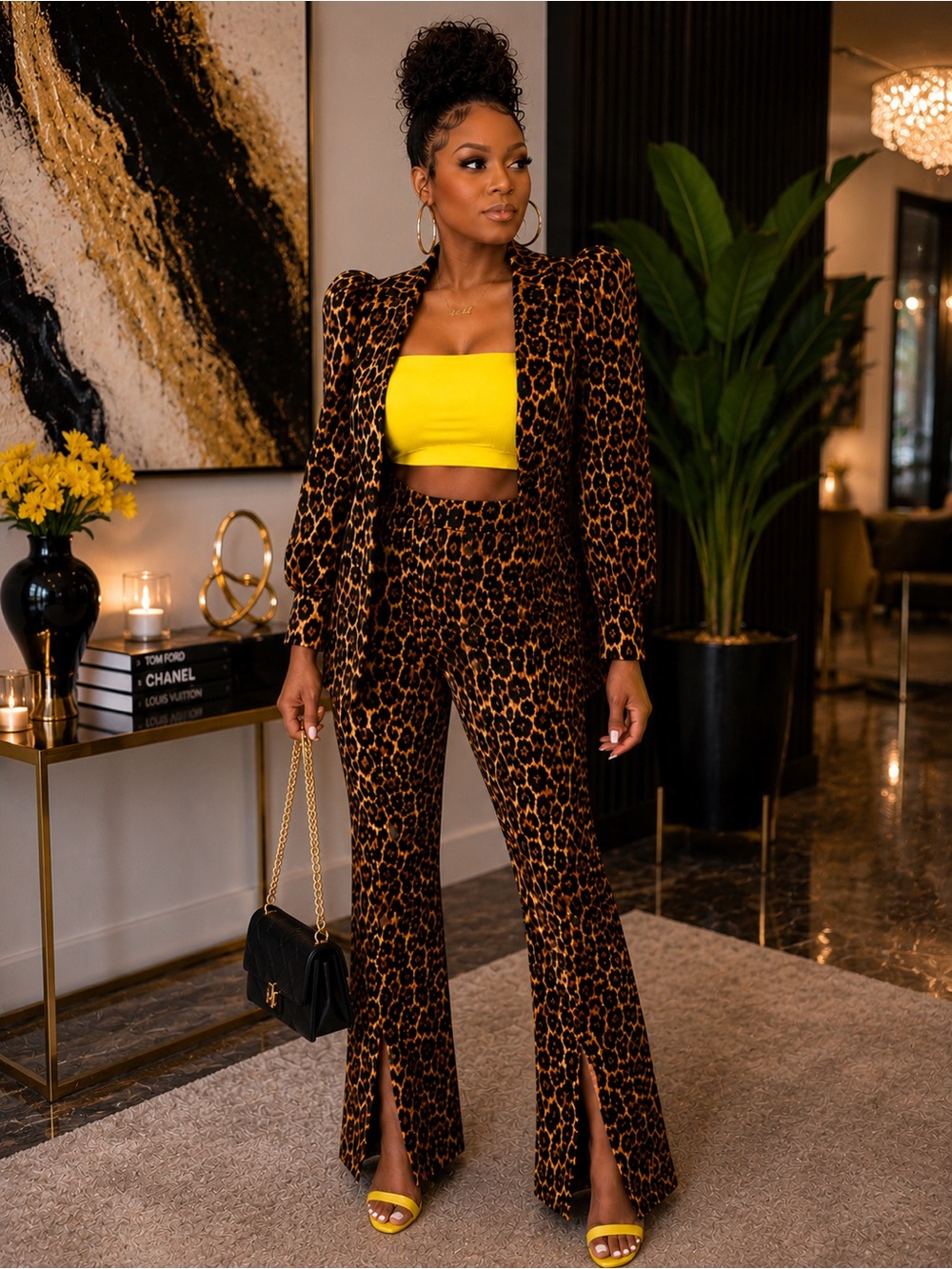 Animal Print Two Piece Pants Set